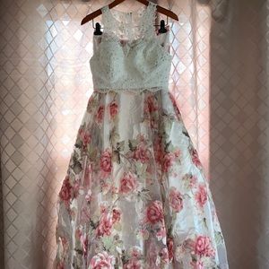 Two piece long prom dress